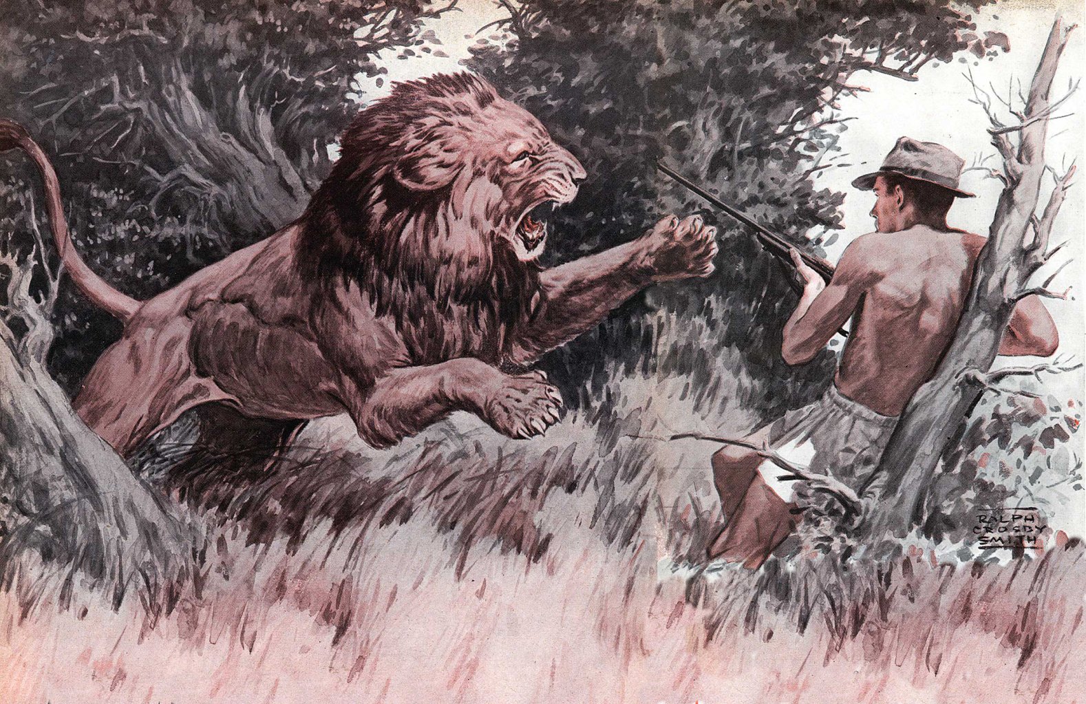 lion hunting in africa