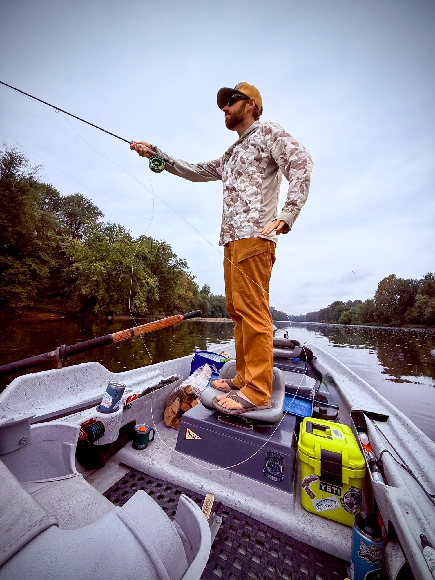 Jake Villwock casts from a boat
