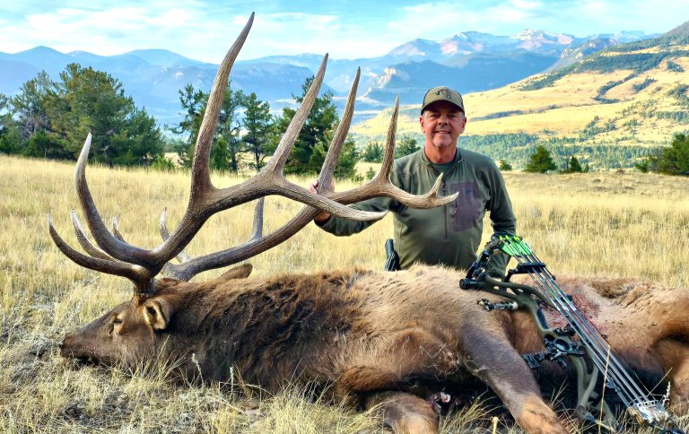 Ron Niziolek with a bull elk in northwest Wyoming.