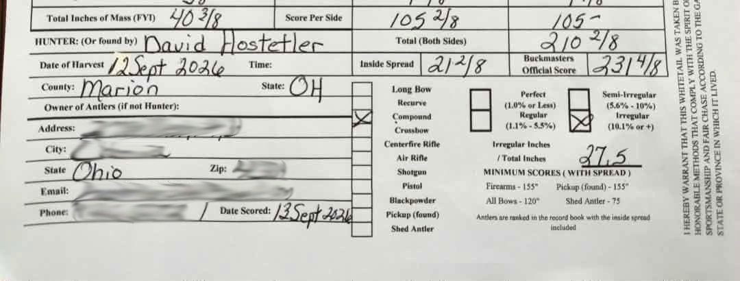 A score sheet