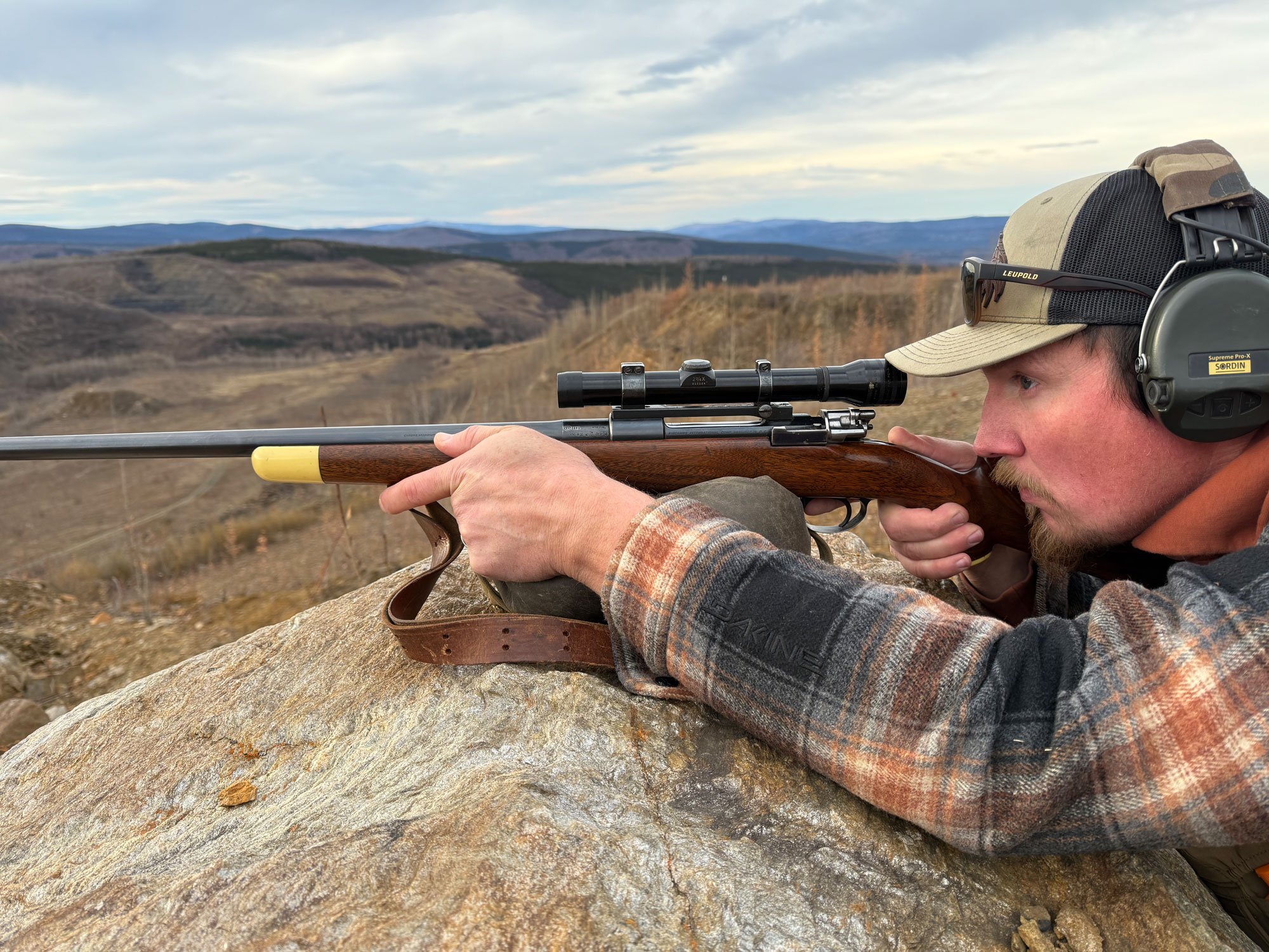 shooting an old rifle off a shooting bag