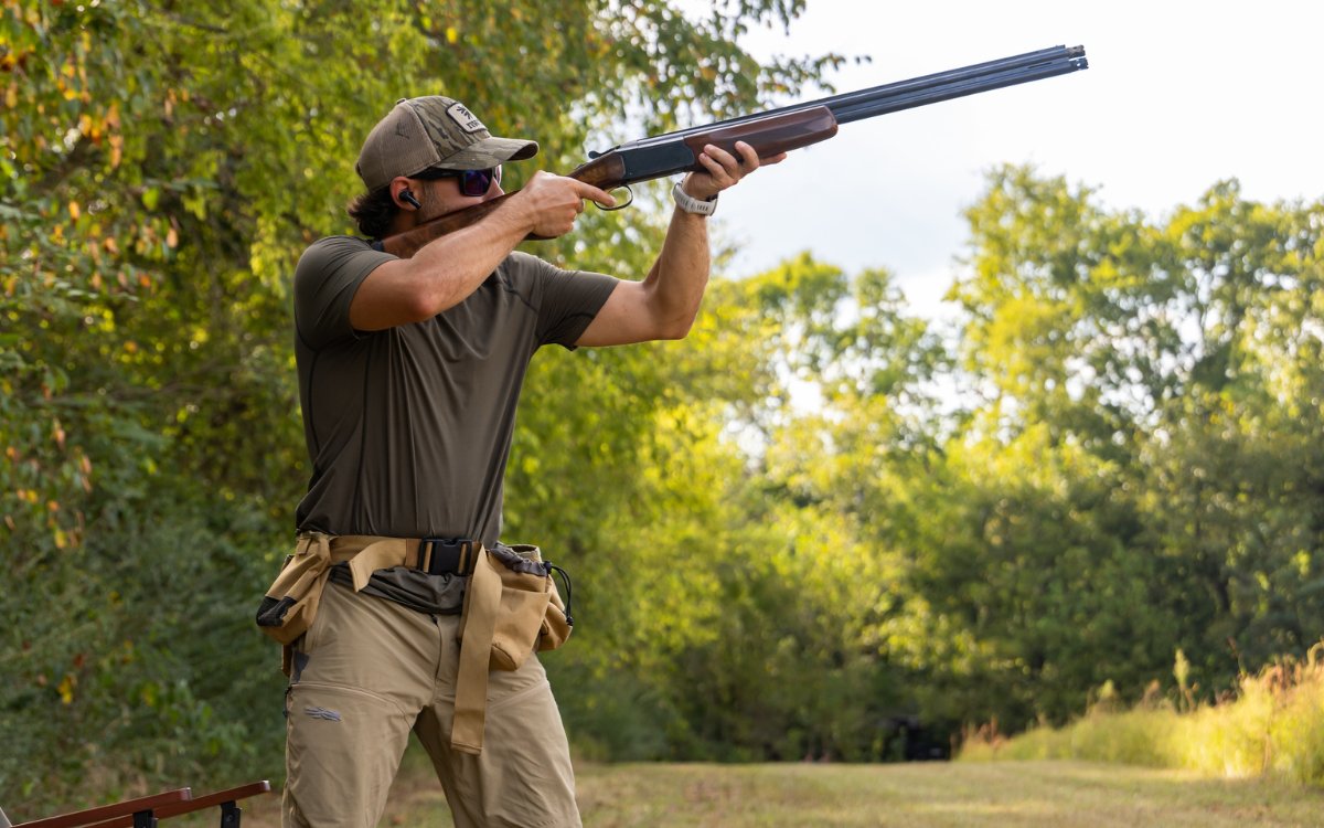 A hunter showing proper shotgun shooting form