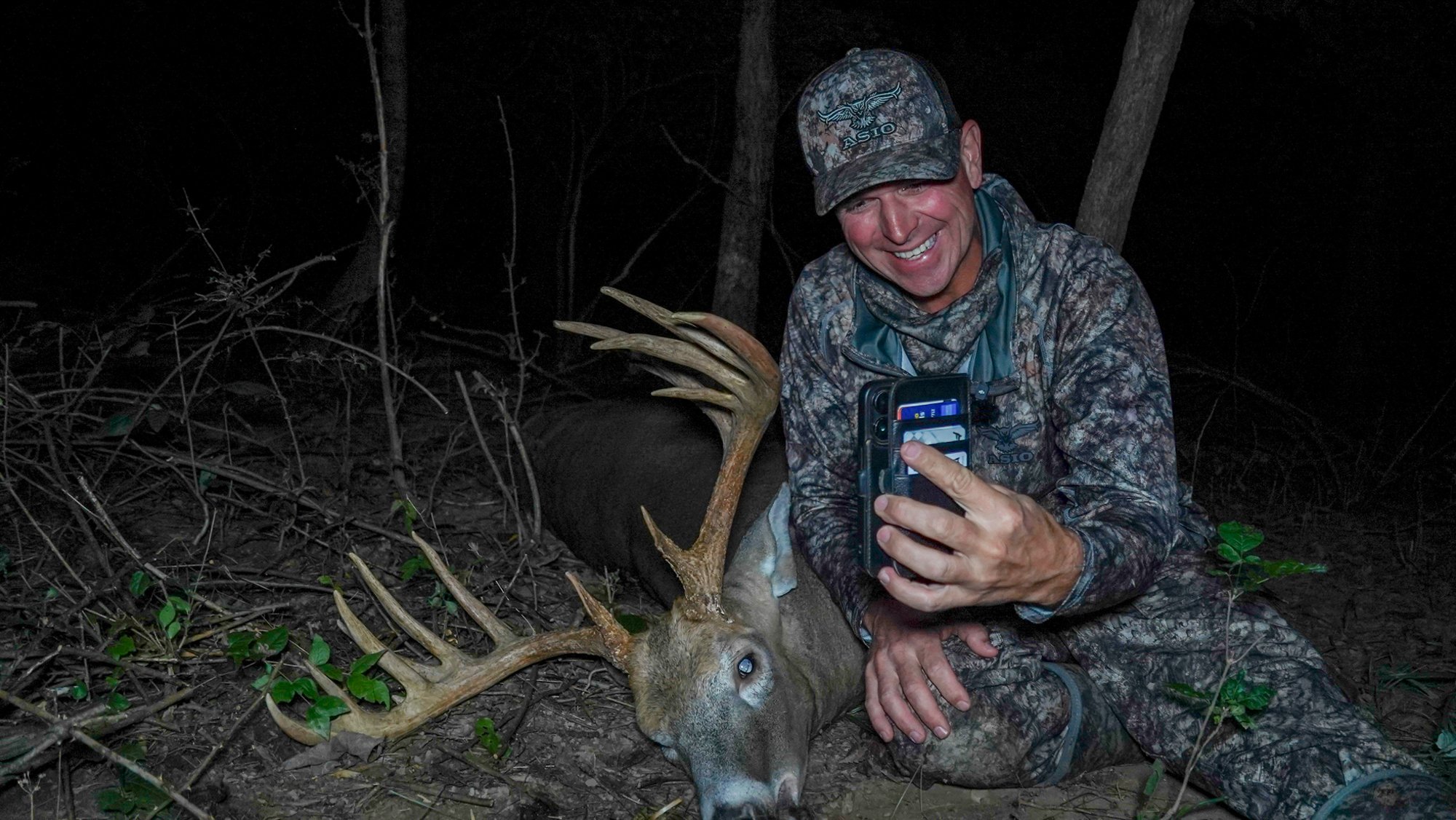 Taking a selfie with the deer.